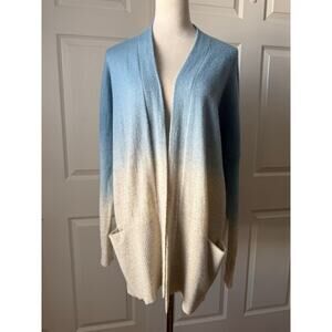 Vince Ombré Blue Cream Wool Cashmere Cocoon Cardigan Small Oversized Lagenlook